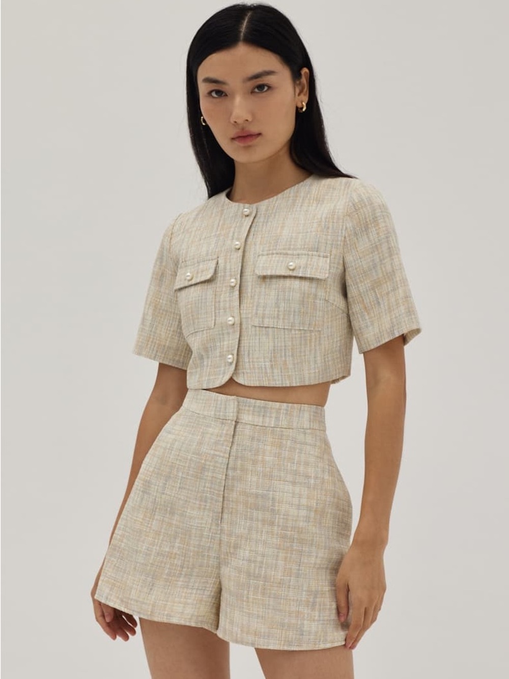 Love Bonito Cropped Tweed Jacket